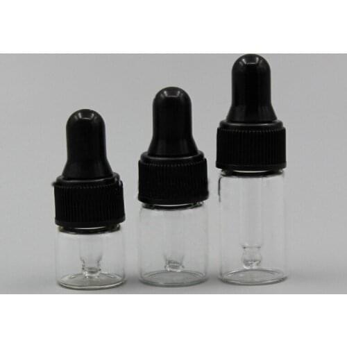 50/100/200pcs/lot 1ml 2ml 3ml Perfume Essential Oil Bottles clear Glass Dropper Bottle Jars Vials With Pipette For Cosmetic