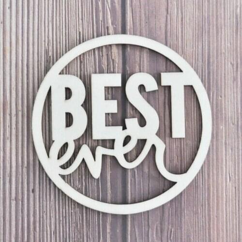 Happymems 48pcs Best Wood Decoration Slice Laser Cut Ornament Wood Shapes Embellishment Scrapbook