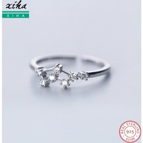 Adjustable 925 Sterling Silver 12 Constellation Zodiac Open Ring for Women Teen Girl Aries Cancer Zircon CZ Dainty Knuckle Ring