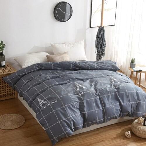 High Quality Plaid Bedding Set 1pc Stripe Duvet Cover with Zipper Quilt Cover single double king queen RU family size Bedclothes
