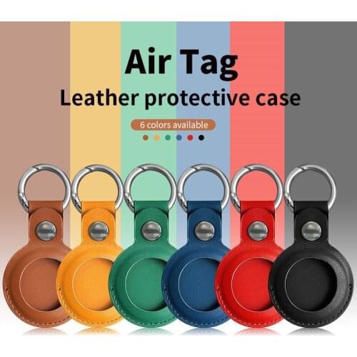 Leather Key Ring for Apple Airtags Case Protective Cover Bumper Shell Tracker Accessories Anti-Scratch Air Tag Keychain Case