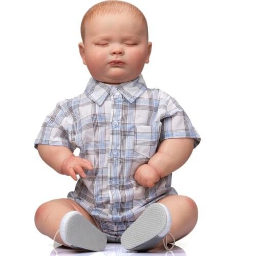 NPK 60CM Reborn Sleeping Joseph Toddler Size Cute Fat Baby Boy Doll Top Quliaty Hand-made Doll with 3D Look Visible Veins