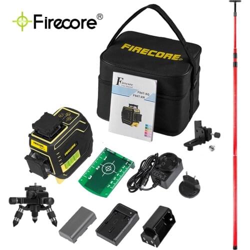 FIRECORE F94T-XG Laser Level 360 Laser Nivel 3D 12 Lines Auto Self-Leveling Cross Green Laser Beam With 3.36M/4M Extend Bracket