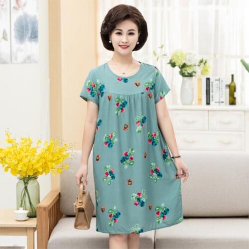 2021 Summer Night Dress Women Plus Size Nightgown Floral Print Sleepshirts Short-sleeves Nightie Nightdress Cotton Sleepwear