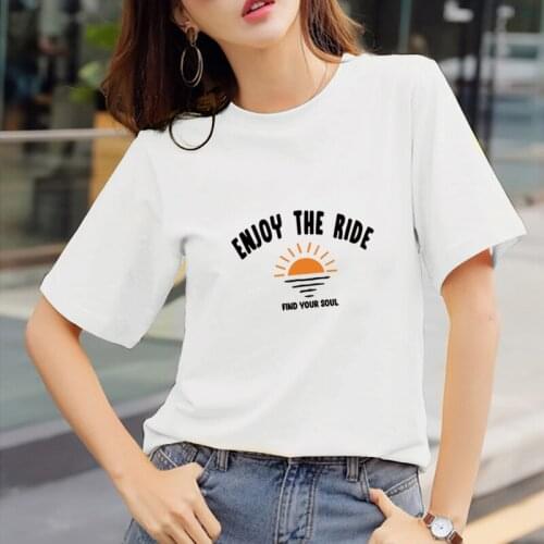 Summer Womens Casual Fashion Printed Pattern Trend T-Shirt Cotton Short Sleeve Top