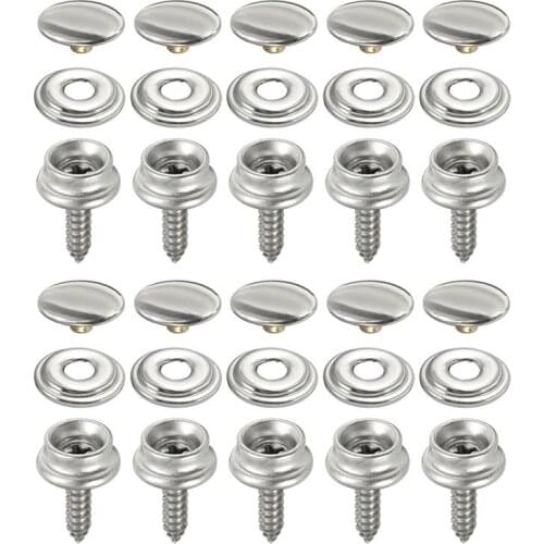 30pcs Snap Fastener Stainless Canvas Capos Screw Kit Tent Marine Boat Canvas Cover Tools Sockets Buttons Car Canopy Accessories
