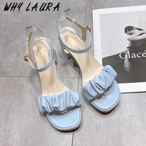 2021 new hot style summer wear sandal chunky heel high heel square head wedge fashion trend comfortable casual comfortable versa