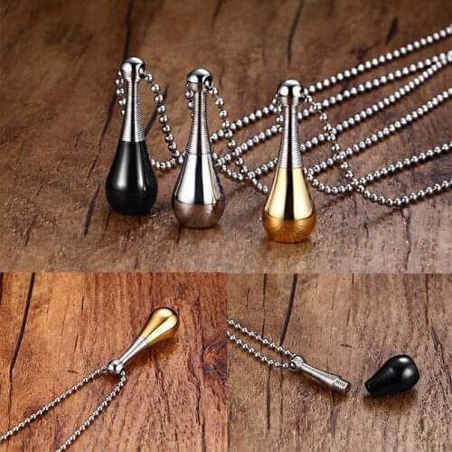 NEW Stainless Steel Waterdrop Cremation Urn Pendant Necklace for Ashes Perfume Bottle Locket Women Men Keepsake Jewelry