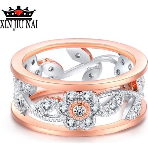 New Lucky Flower Vine Leaf Birthday Gift Bridal Engagement Ring Proposal Ring Women Fine Jewelry Diamond Rings