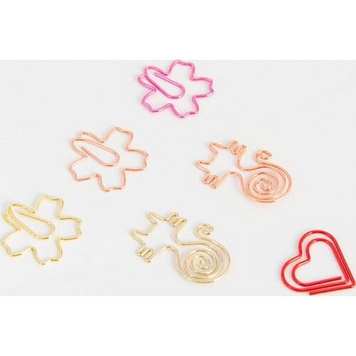Special-Shaped Paper Clip Color Cartoon Modeling Can Love Rose Gold Metal Paper Clip Office Accessories Bookmark