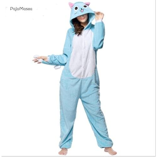 PAJAMASEA Habbie Cat Soft Flannel Animal One-piece Pijama Women Onesies Adults Girl Halloween Cosplay Costume Raccoon Kigurumi
