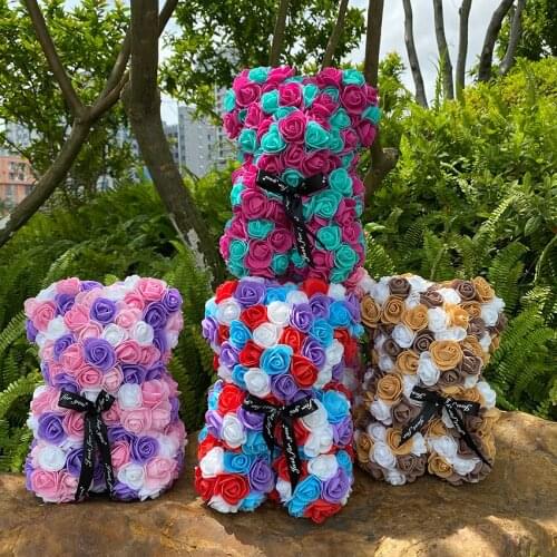 Valentines Day Gift 25cm Rose Teddy Bear With Box Bear With Flowers