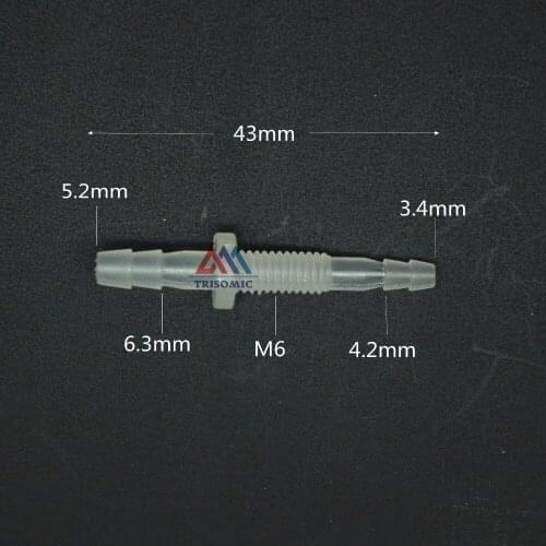 3mm-M6-4mm Straight Reducing Connector Plastic Fitting Barbed Reducing Connector Metric Material PP