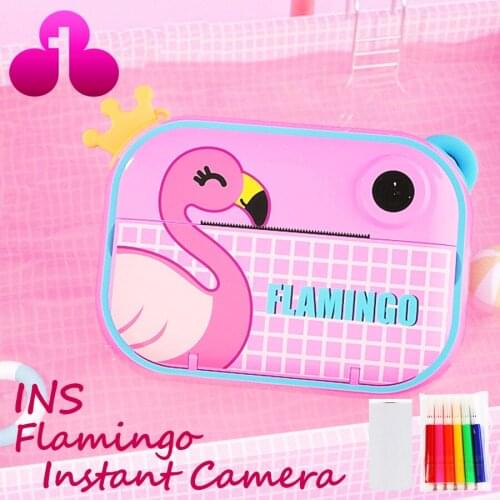 Child Instant Print Camera Flamingo Thermal Printing Camera Children Digital Camera Photo Girl Toy Child Camera Kid Camera Video