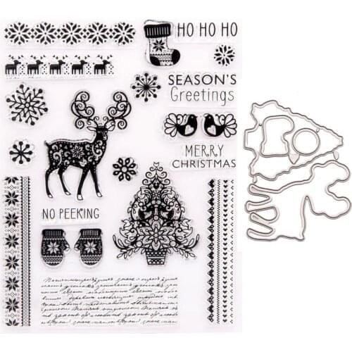 YINISE RUBBER Stamp Clear Stamps AND DIES for Scrapbooking WAX SEAL CHRISTMAS TREE DIY PAPER Album Cards MAKING Craft Supplies