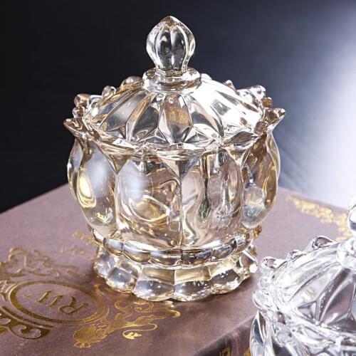 Luxury Crystal Glass Sugar Bowl Storage Jar Jewelry Candy Snack Jar Household American Decorations and Ornaments with Lid