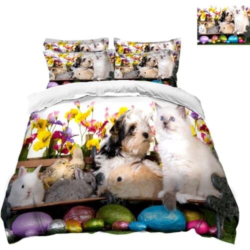 High quality sheet set 3D Bedding Set Twin Full Queen Linen set Double Bed cat pattern Duvet Cover Pillowcase California king