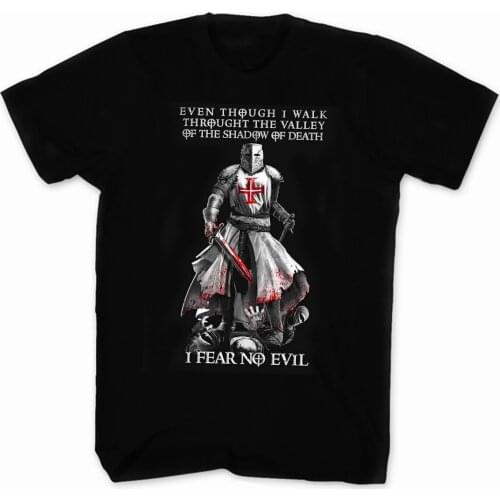 I Fear No Evil. Knights Templar Crusaders T-Shirt. Summer Cotton O-Neck Short Sleeve Mens T Shirt New S-3XL
