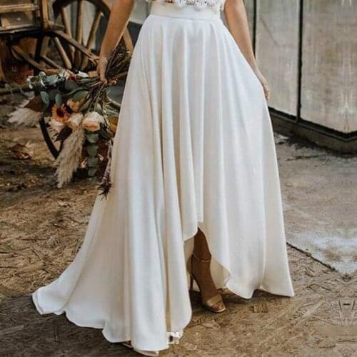 Spandex Skirt Only for Two Pieces Wedding Dresses 2020 Lace Top Short Sleeve Beach Bride Gowns
