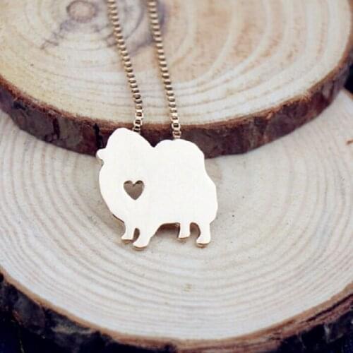 Pomeranian dog necklace dog pendant jewelry golden colors plated