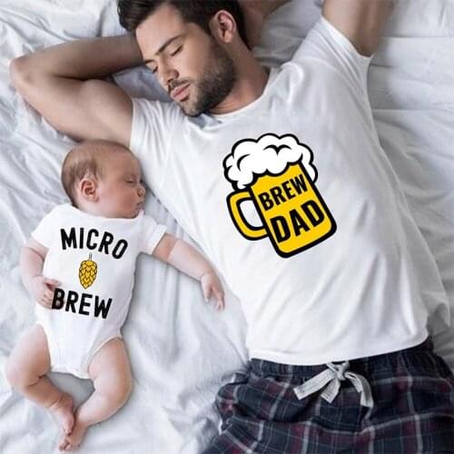 Funny T-shirt for Man Daddy Son Matching Clothes Baby Romper Boy Father and Daughter Matching Outfits Cotton Big Little Man