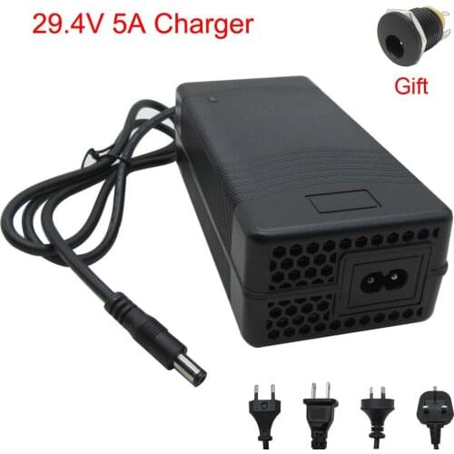24V 4A Lithium Electric Bike Bicycle battery charger Output 29.4V 4A charger DC Port for 24 V 7S Ebike scooter battery with fan