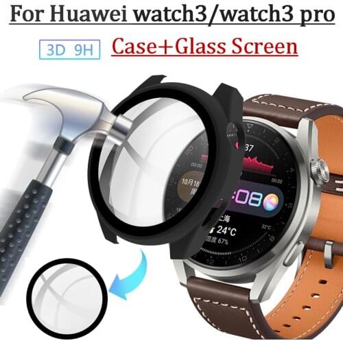 PC Bracelet Frame Protective Case For Huawei watch3/watch3 pro Watch Cover + Screen Tempered Glass Film for Huawei watch3 Shell