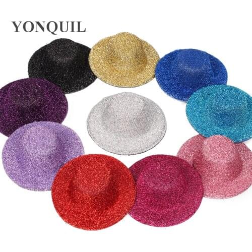 2"/5Cm Glitter Party Hats With Hairpins Kawaii Headwear Mini Top Hats Baby Handwork Material 10 Colors can be Choose 100Pcs/Lot