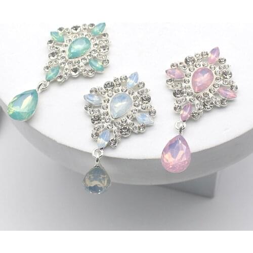 2pcs/lot 65*36MM Pendant Sewing Buttons for Clothing Diy Handicraft Rhinestone for Needlework Hair Accessories Decorative