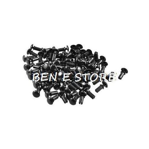 300 Pcs Black Nylon 4.0mm Bottom Dia Push Clips Rivets Fasteners R4080
