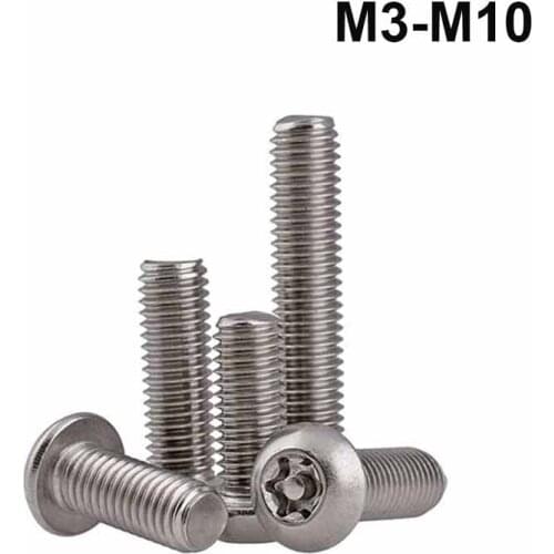 304 stainless steel M3 M4 M5 M6 M8 M10 Button Round Head Six Lobe Torx with Pin Tamper Proof Security Bolt Screw