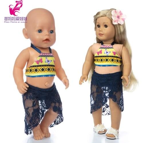 43cm baby new born doll swim clothes Beach dress 18 inch girl doll swimming wears Sun protection skirt children gift