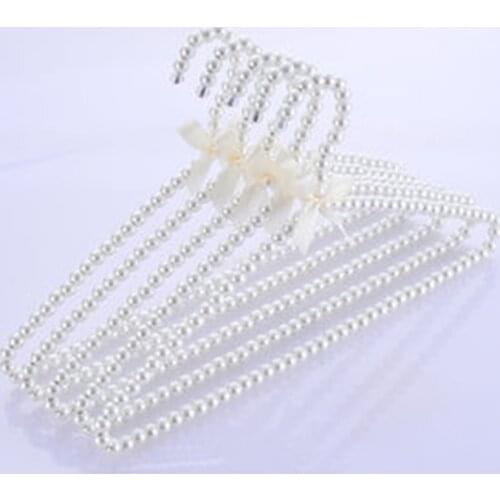 5 pcs/lot Pearl Hangers for Dress Coat European Style Pearled Clothes Hanger White Pearled Pants Rack