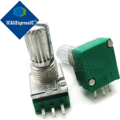 5PCS RK097N 20K single linked potentiometer B20K with a switch audio 3pin shaft 15mm amplifier sealing potentiometer In Stock