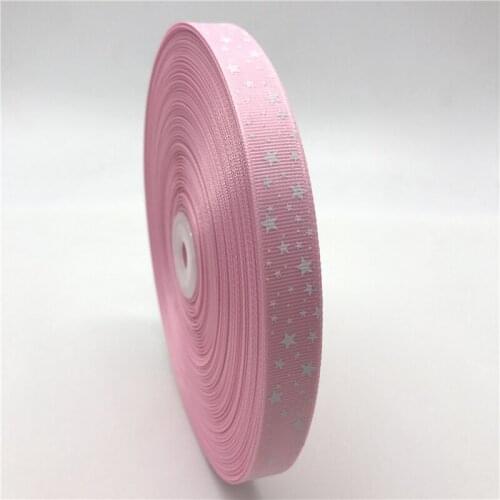 5Yards/lot 5/8" (15mm) Pink Printed Star Grosgrain Ribbon Hair Bow Patry Wedding Christmas Decoration DIY Sewing