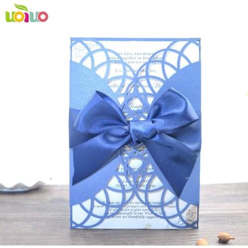 50pc Laser Cut Wedding Invitations Elegant sea blue Wedding Invitations