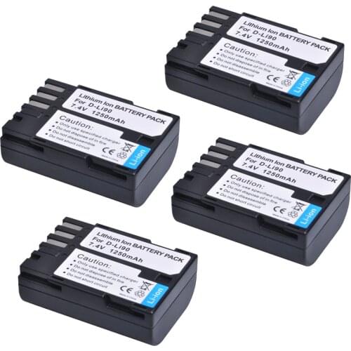4pc 1250mAh D-Li90 DLi90 D Li90 Digital Li-ion Camera Battery for PENTAX 645 645D 645Z L15 K-1 K-01 K-3 K-5 K-5D K-5IIs K-7 K-7D