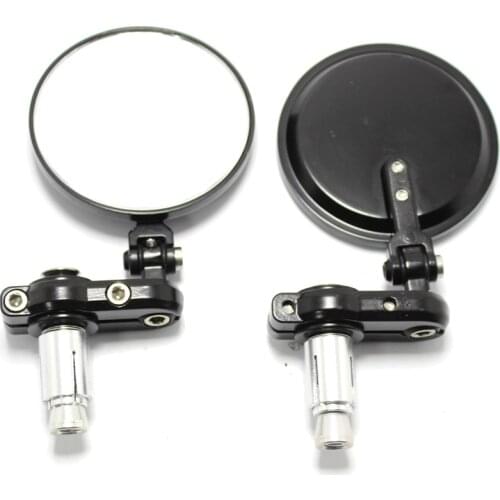 Aluminum Black 1Pair 7/8"Handle Bar End Foldable Motorcycle Round Rearview Side Mirrors Fit For Bobber Cafe Racer Honda