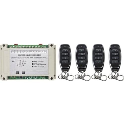 AC220V 250V 380V 30A 4CH RF Wireless Remote Control Relay Switch Security System Garage Doors Gate Electric Doors shutters