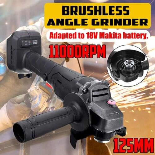 125mm Brushless Electric Angle Grinder Grinding Machine Cordless DIY Woodworking Power Tool For 18V Makita Battery