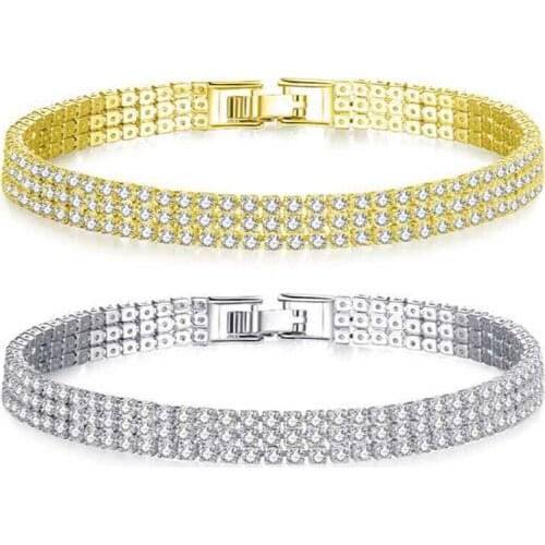 Hip Hop Rock Rhinestone Bracelet European And American Fashion Simple Geometric Metal Bracelet Personality Wild Jewelry