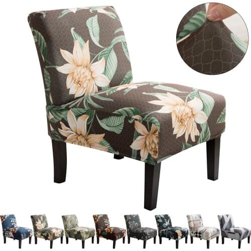 Floral Slipper Chair Slipcover Bohemia Armless Chair Cover For Living Room Vintage Spandex Elastic Seat Furniture Protector