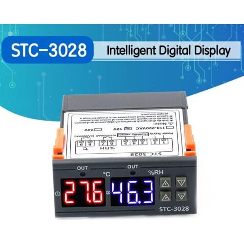 Digital Thermostat Hygrostat Temperature Humidity Controller AC 110V-220V DC12V Regulator Heating Cooling Control STC-3028