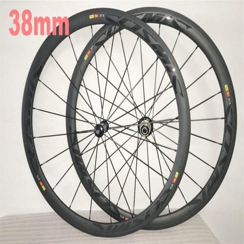 Cosmic 38mm bob full Carbon Fiber Black decal Road Carbon Bicycle Wheelset include hubs and quick release Road Bike Wheelset