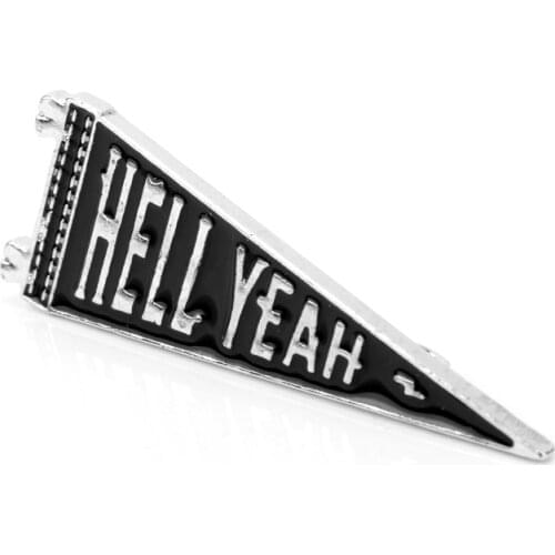 Dongsheng Anime Game Black Enamel Brooch Black Letter Hell Yeah Metal Pin Brooch Horror Badge Brooches -40