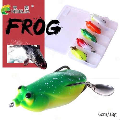 HENGJIA 5pcs CrankBait 6cm 13g Hard Frog Fishing Lures Isca Artificial Blade With Box Fishing Wobblers Carp Fishing Pesca