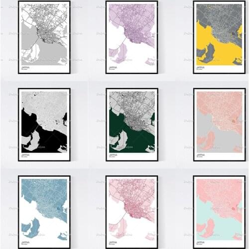 Jaffna, Sri Lanka Map Nordic Retro Minimalism Painting Posters and Prints on Canvas Wall Art Modular Pictures Home Decor