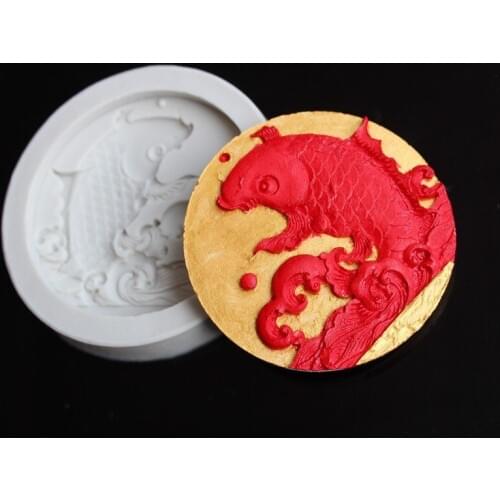 China Carp Fondant Silicone Mold Pastry Biscuits Chocolate Mold Cookies Candy Clay Soap Mould DIY Baking Cake Decorating Tools