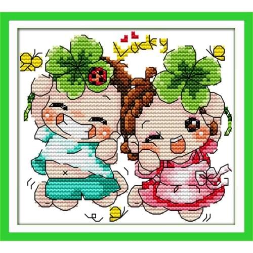 Everlasting Love Lucky Babies Chinese Cross Stitch Kits Ecological Cotton Stamped 14CT 11CT DIY Gift Wedding Decoration For Home