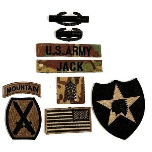 US 2TH INFANTRY DIVISION CORPS SERGEANT MAJOR RANK INSIGNIA CP CAMO CAMOUFLAGE PATCH FULL SET